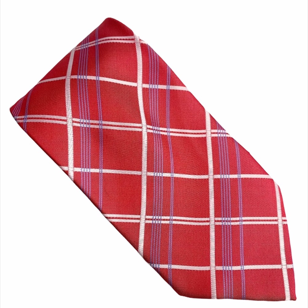 GIORGIO MARIANI Italy Cravatte Red Plaid Silk Necktie